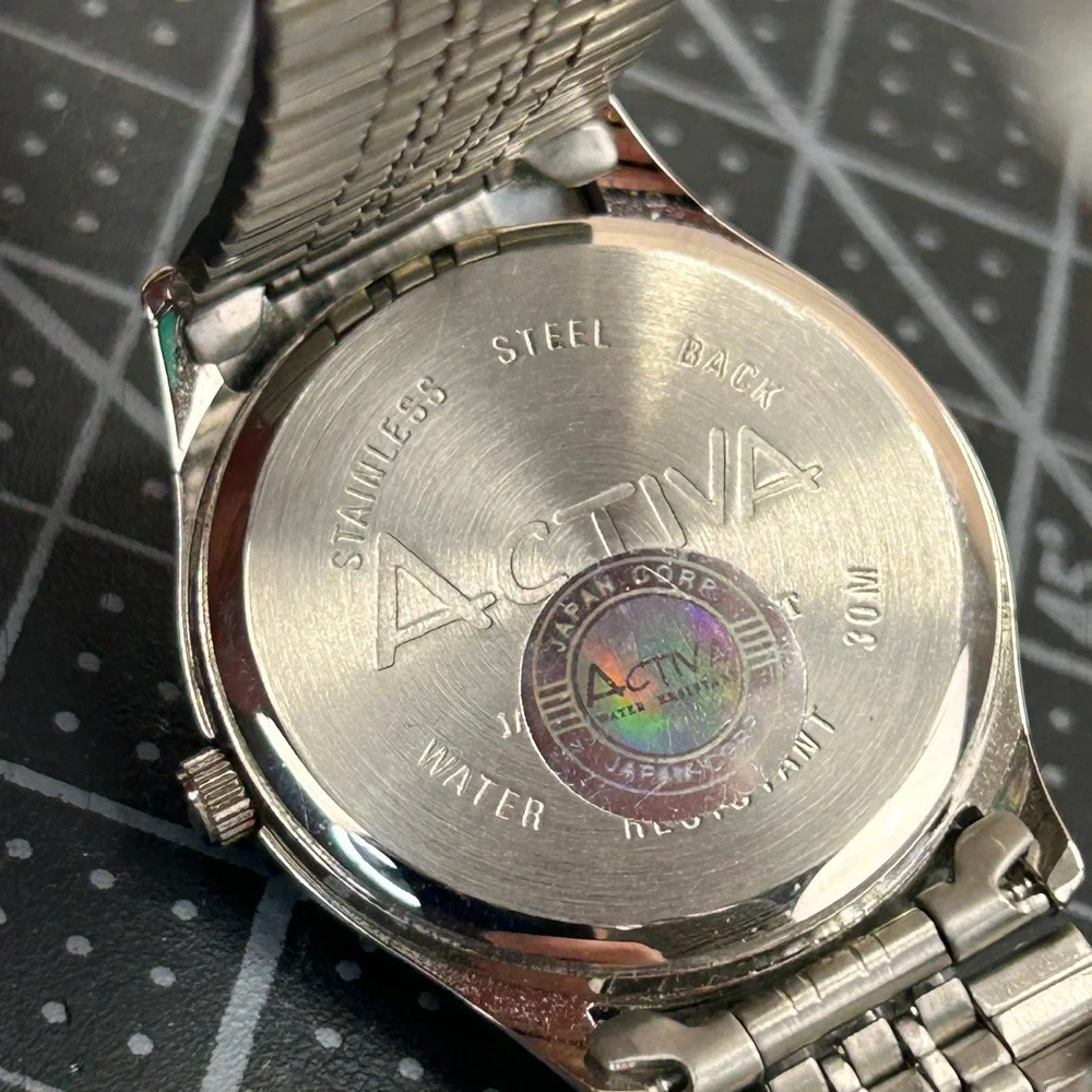 Activa Quartz Watch Silver Tone‎ Blue Mother of Pearl Dial Stainless Steel
